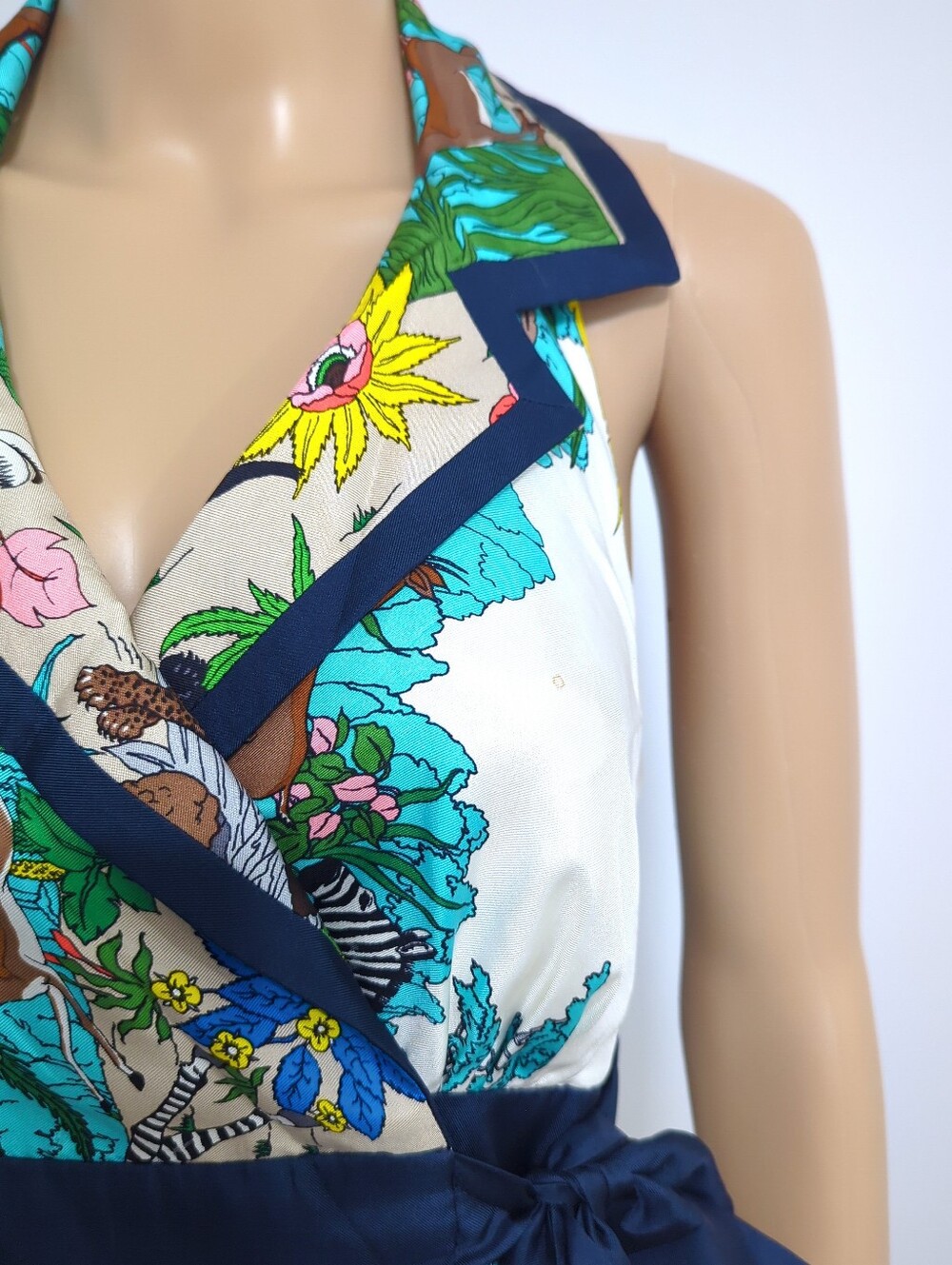 Tibi Silk Tropical Print Wrap Dress Halter Resort Size 4 - Picture 12 of 12